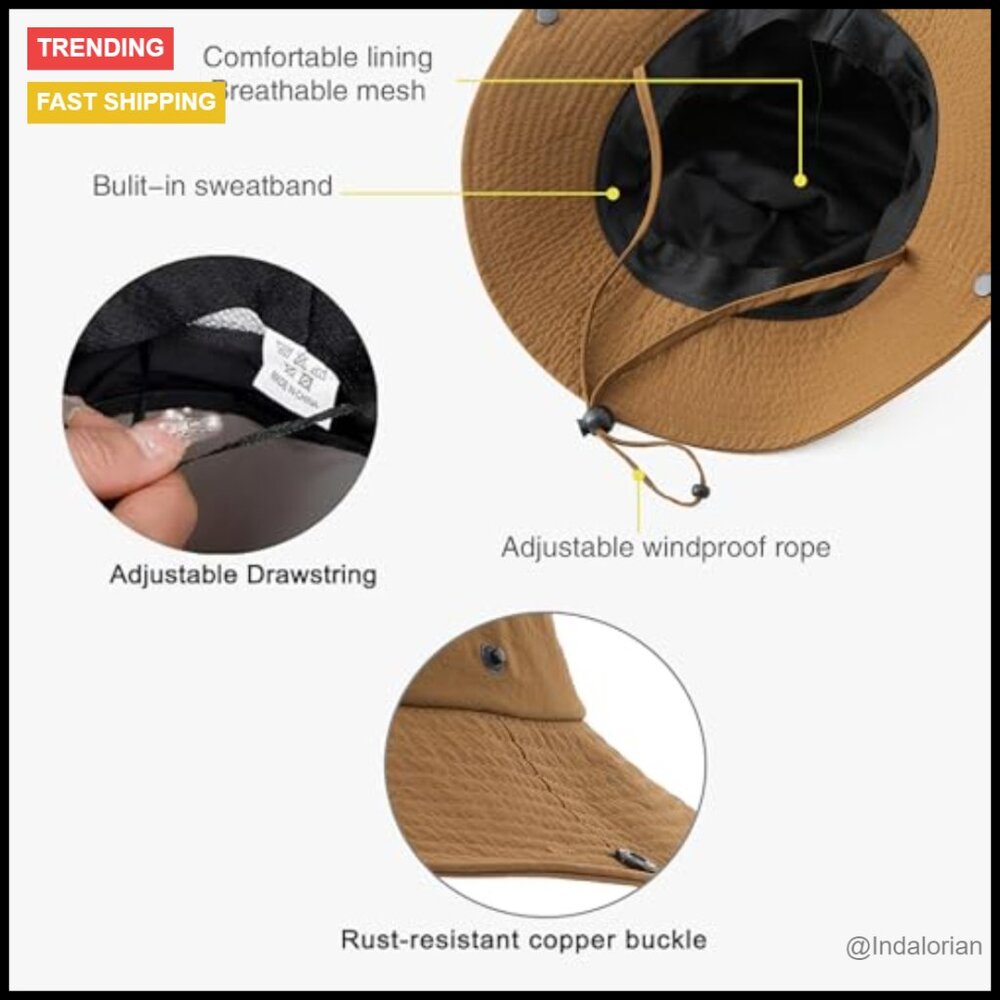 Quick Dry Waterproof Sun Hat Adjustable Wide Brim… - image 6